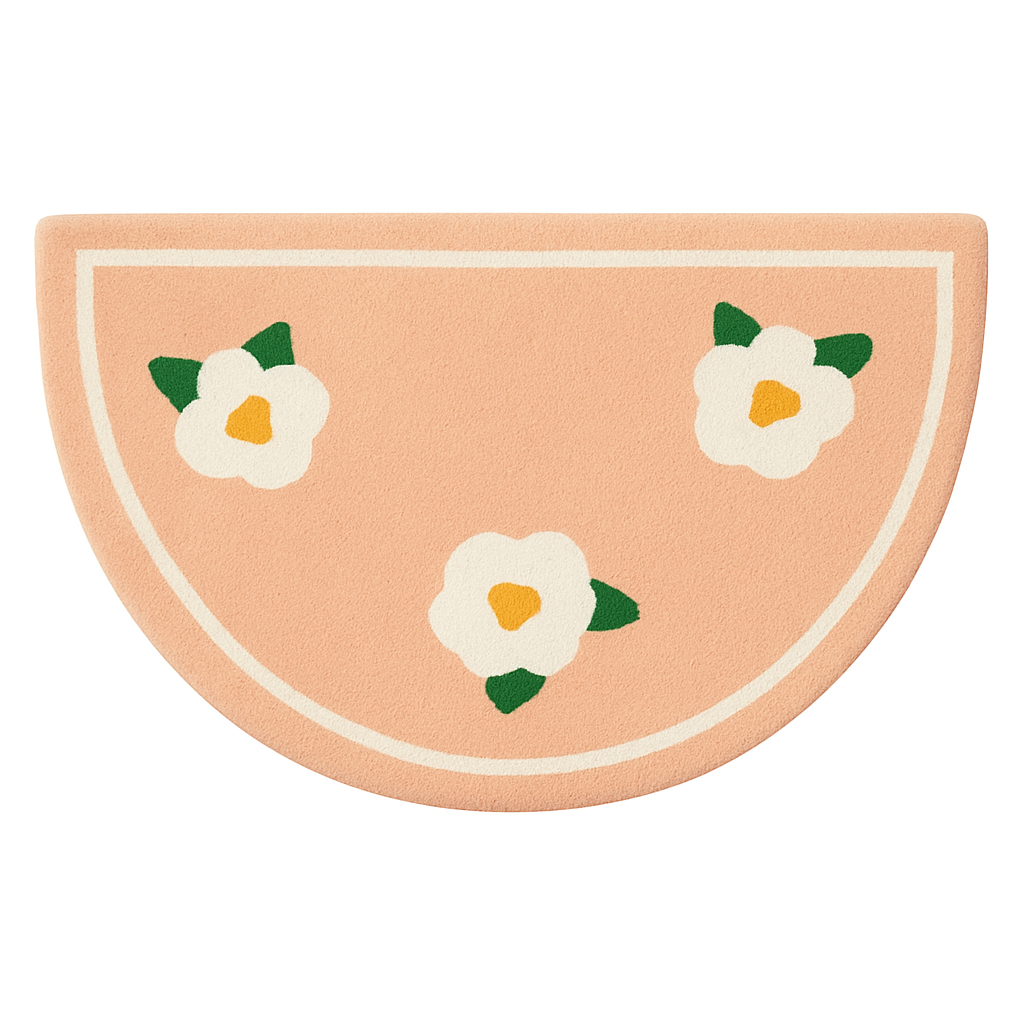 Beige White Bath Mat