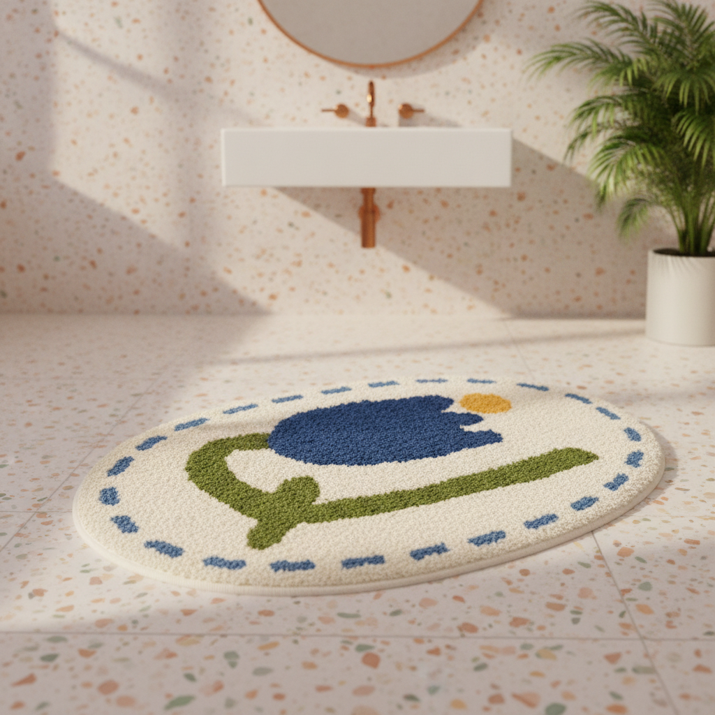 Oval Bathroom Rug - bathroom setting