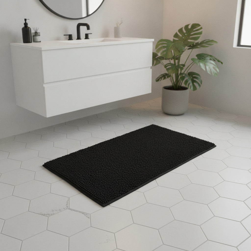 Black 120 Cm Bath Mat