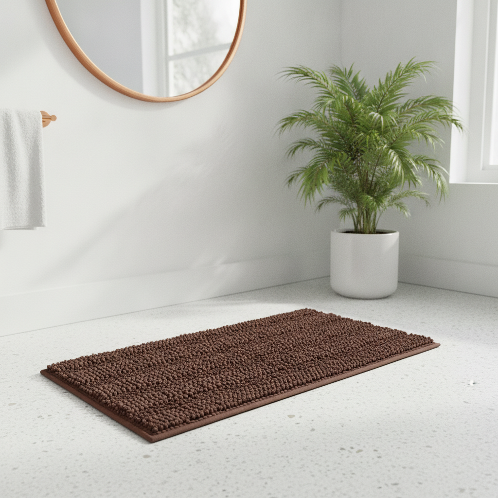 Caterpillar Brown Bathroom Rug