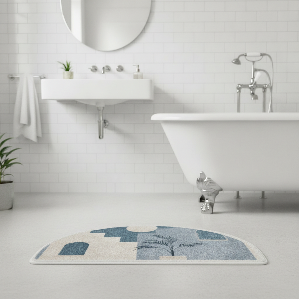 Half Moon Blue Bath Mat