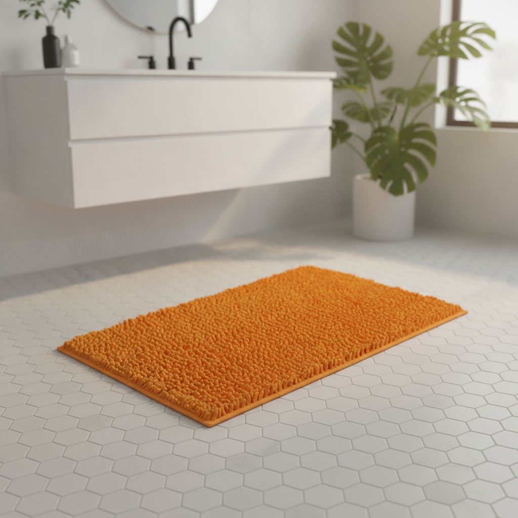 Caterpillar Orange Bathroom Rug