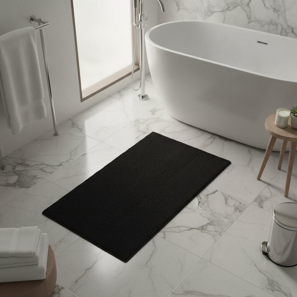Caterpillar Black Bath Mat