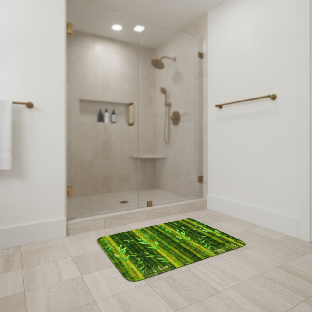 Green Bamboo Bath Mat