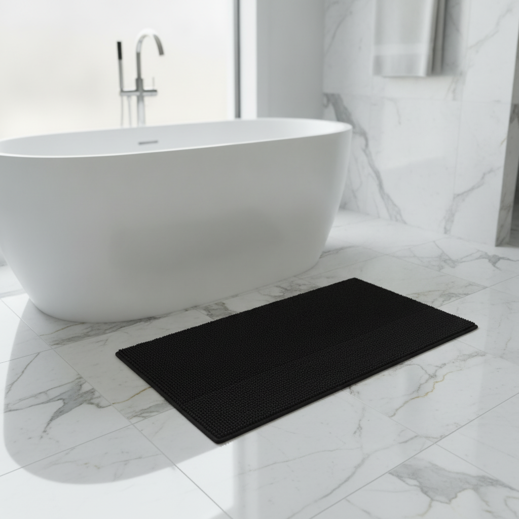 Caterpillar Black Bath Mat