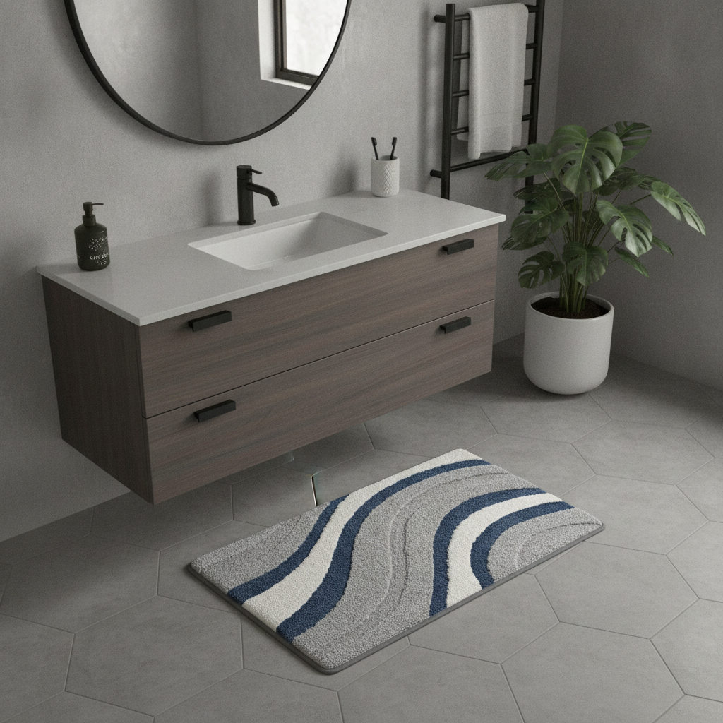 Original Gray White Bathroom Rug