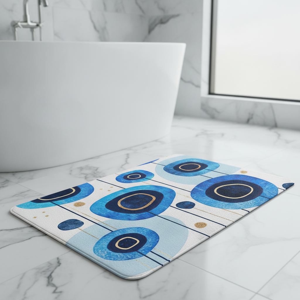 Pattern Blue Bath Mat