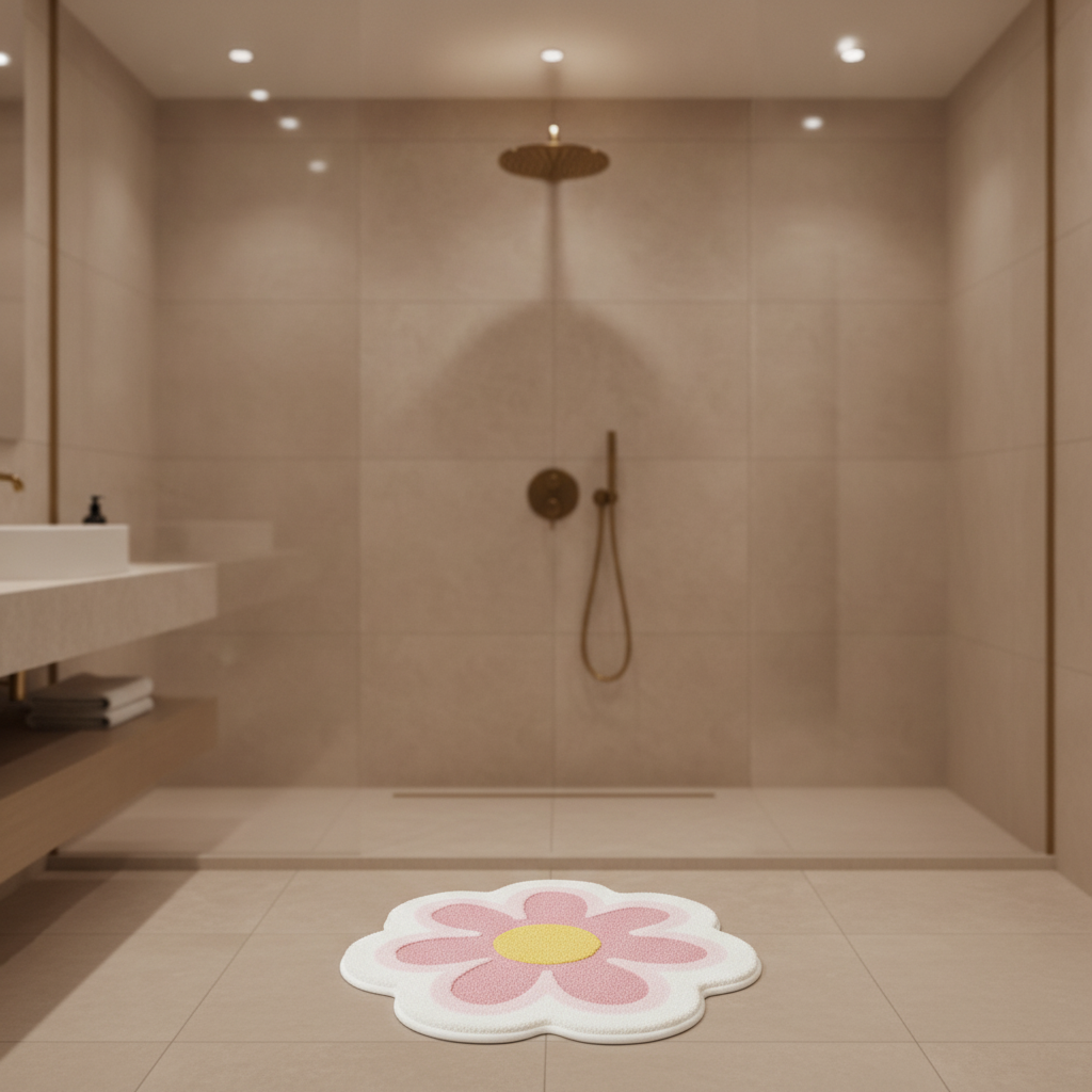 En Shape Flower Bathroom Rug - product detail