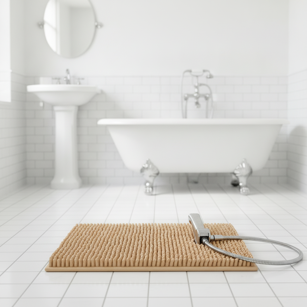 Caterpillar Beige Bathroom Rug - product detail