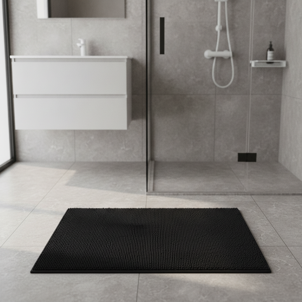 Black 120 Cm Bath Mat