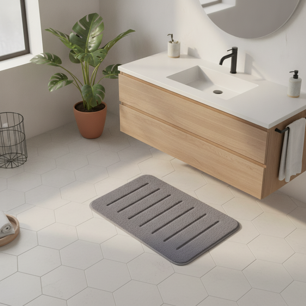 Gray Microfiber Bath Mat
