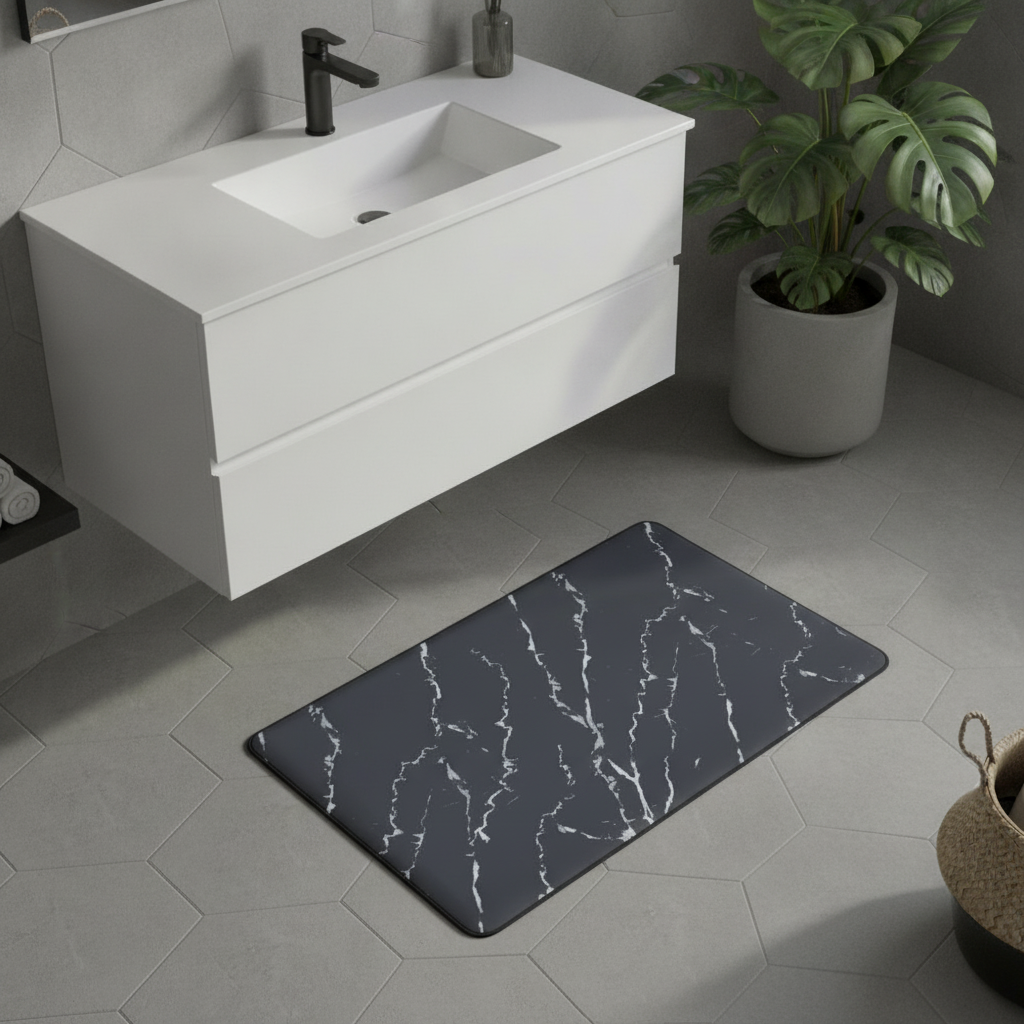 Effect Marble Bathroom Rug - bathroom setting