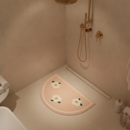 Beige White Bath Mat - care instructions