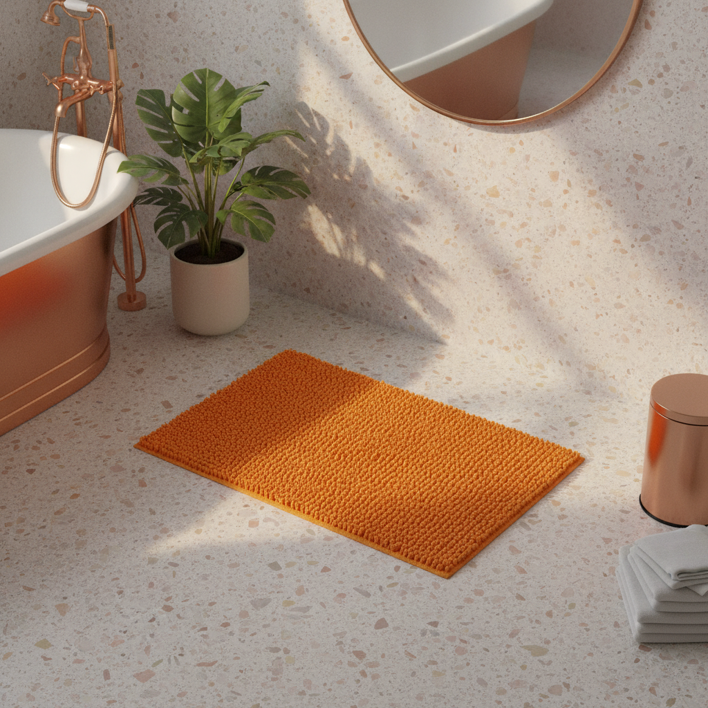 Caterpillar Orange Bathroom Rug - product detail
