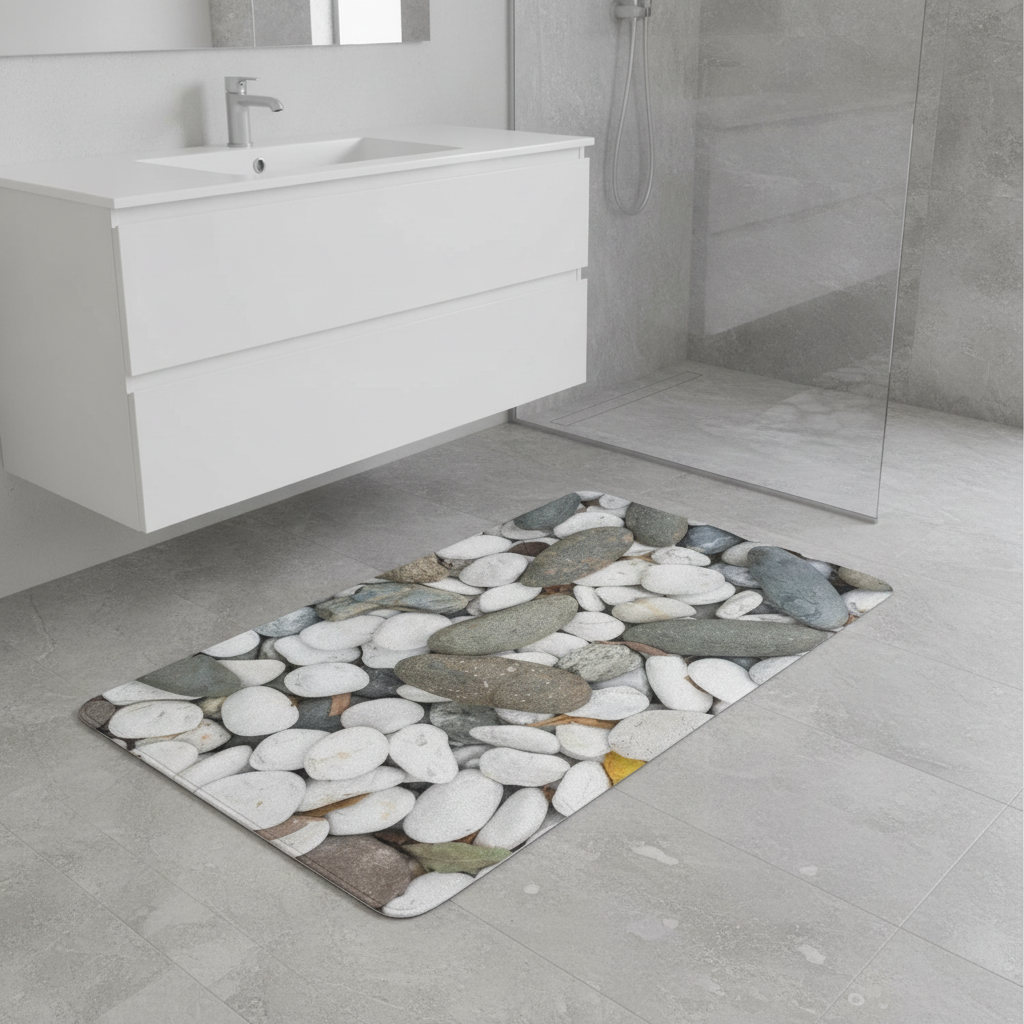 White Bathroom Runner