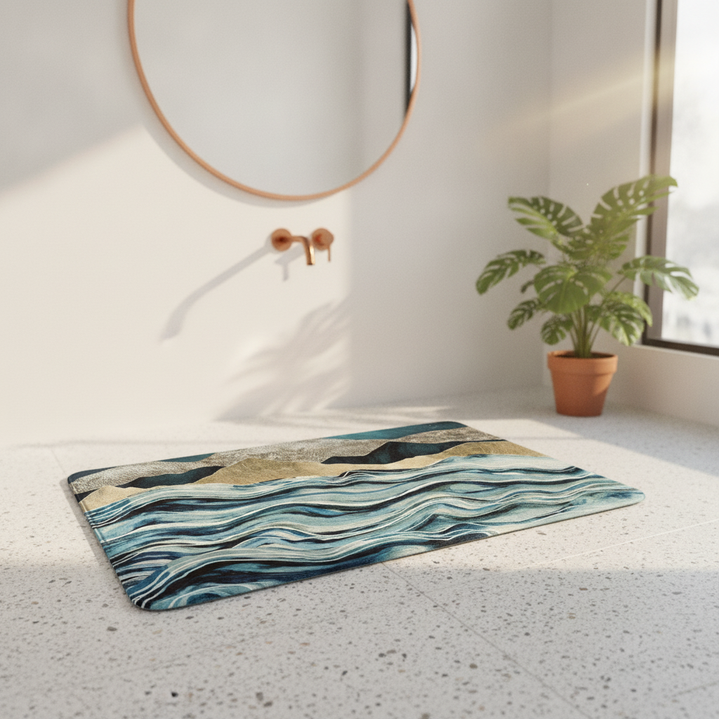 Marble Blue Bathroom Rug