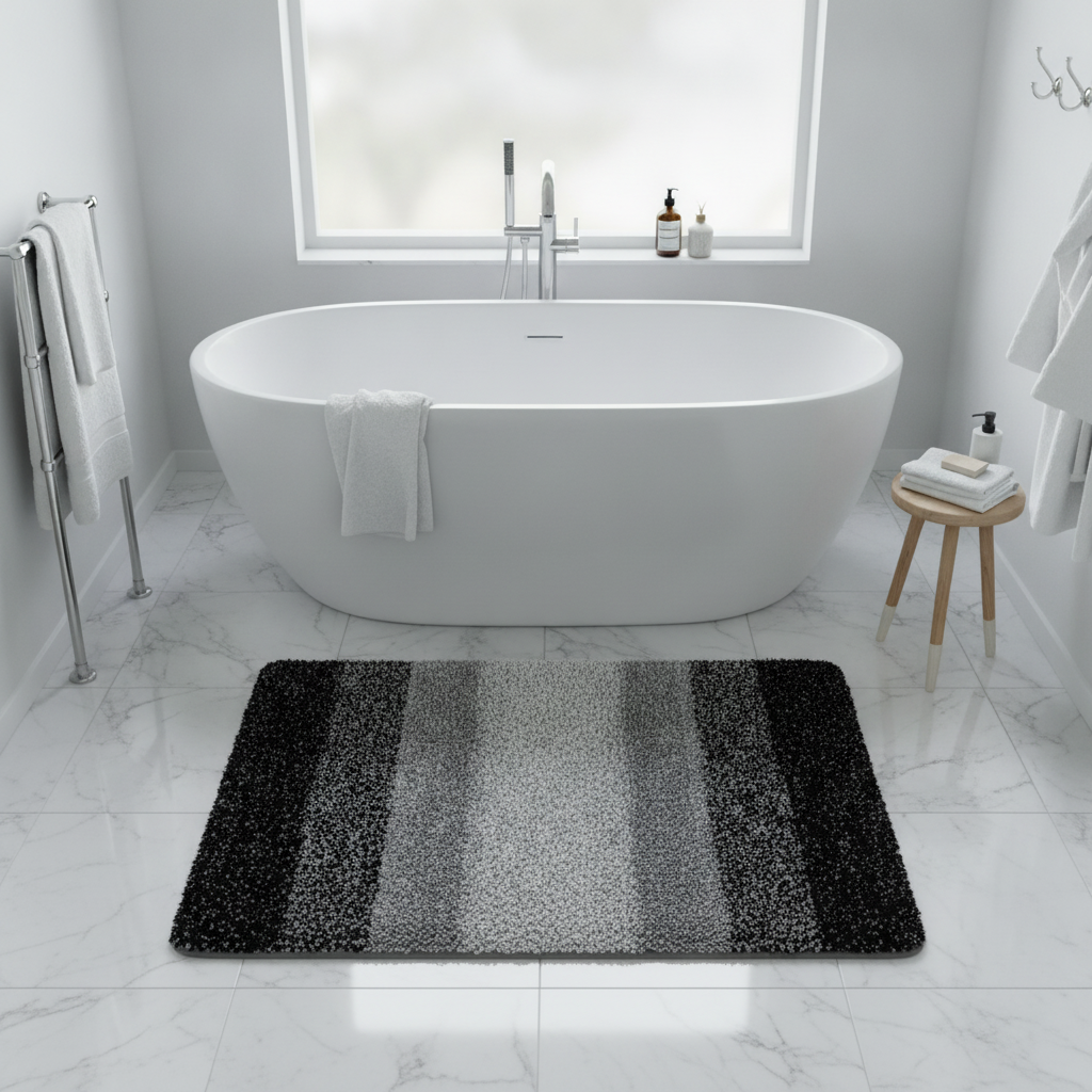 Black White Bath Mat