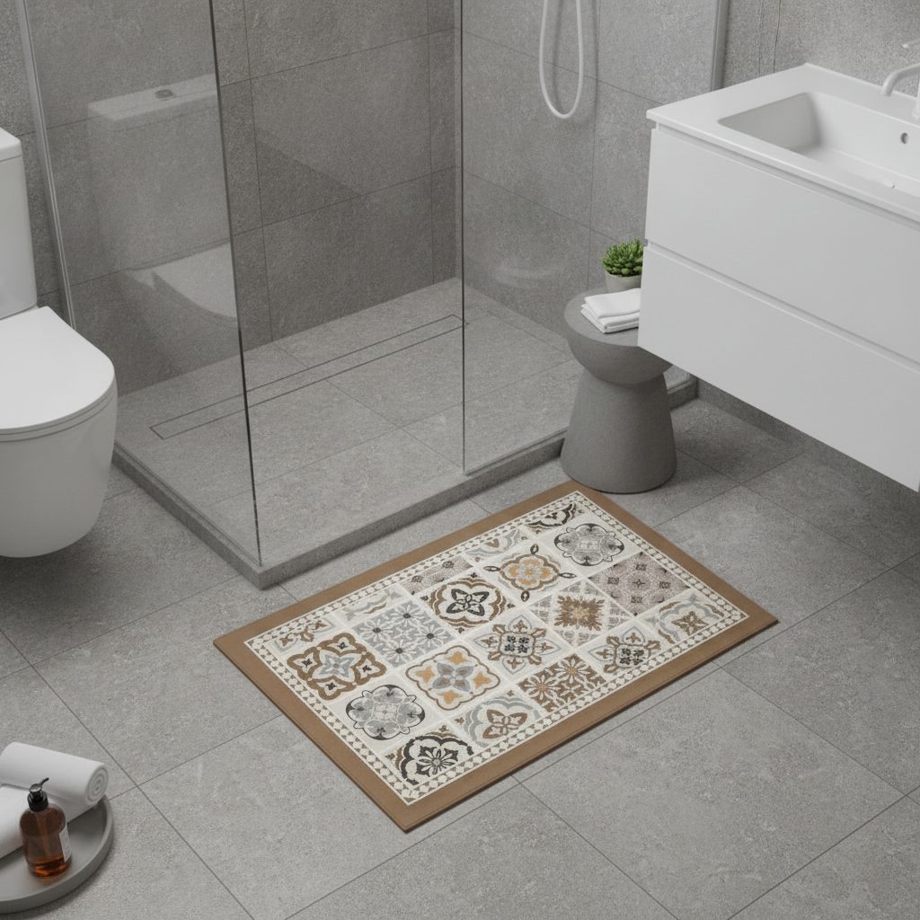 Vinyl Bathroom Rug - bathroom setting