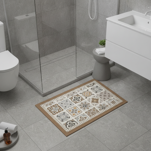 Vinyl Bathroom Rug - bathroom setting