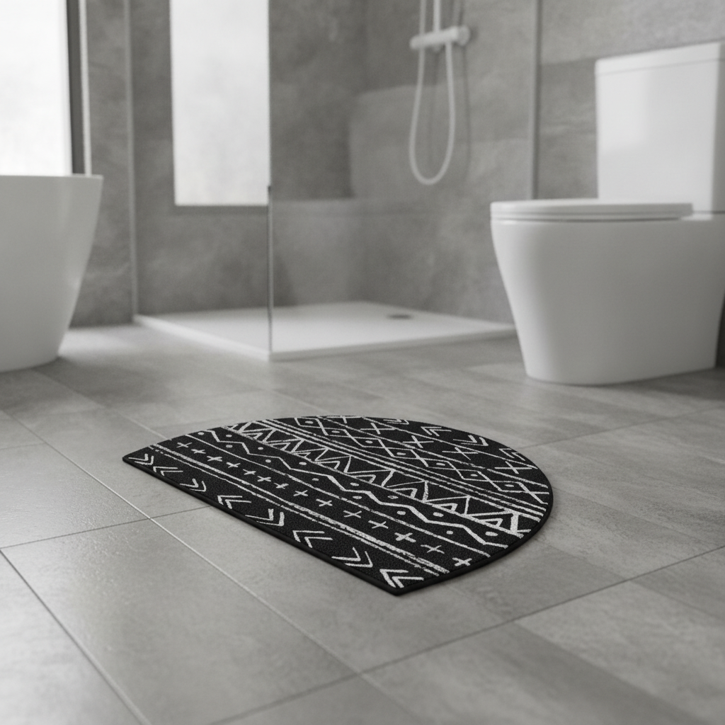 Half Moon Black Bathroom Rug