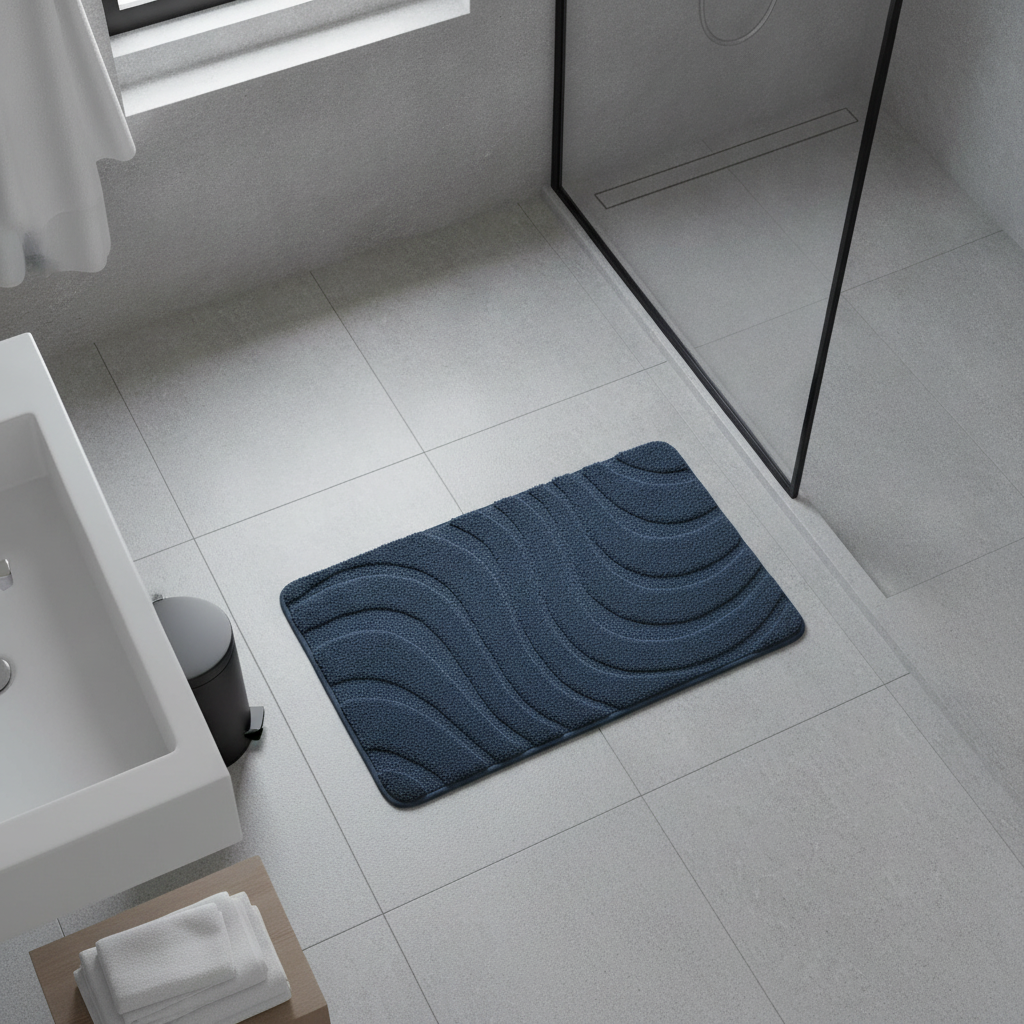 Non-Slip Blue Bath Mat