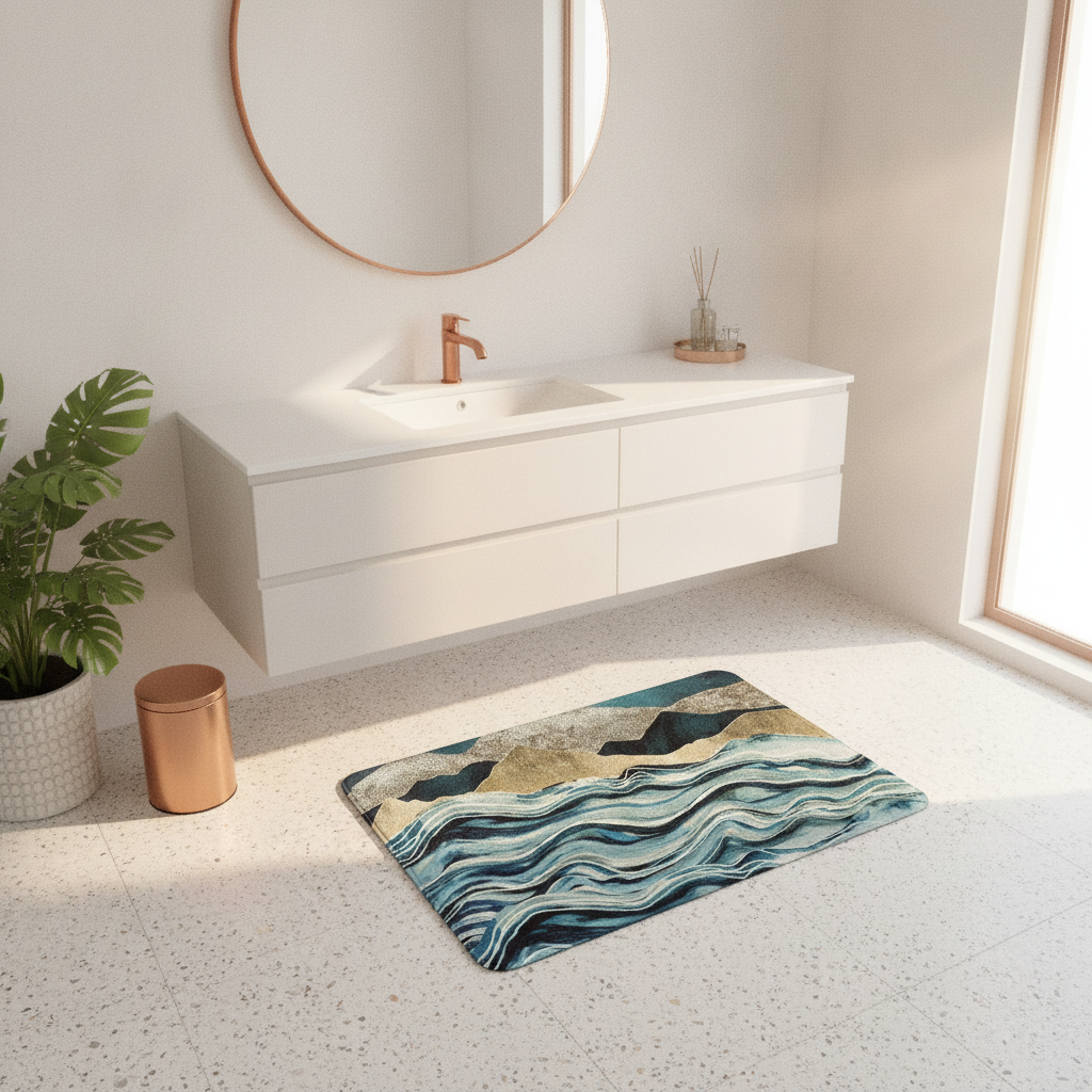 Marble Blue Bathroom Rug