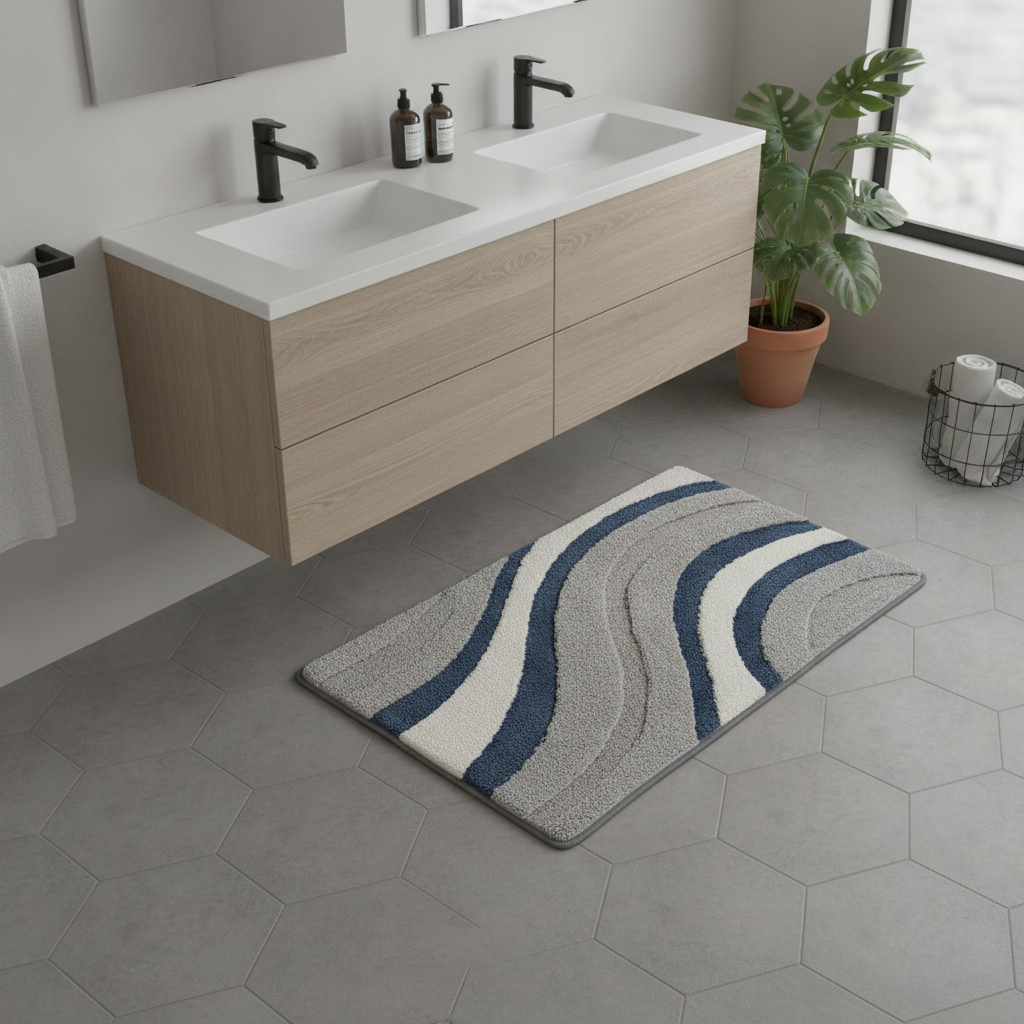 Original Gray White Bathroom Rug