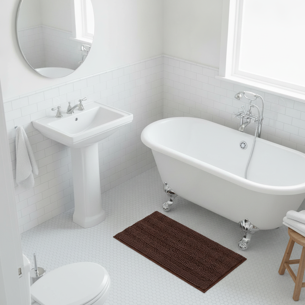 Caterpillar Brown Bathroom Rug