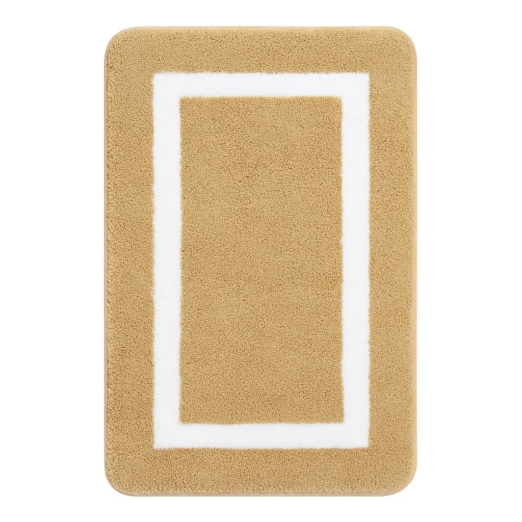 Absorbent Beige Bathroom Rug