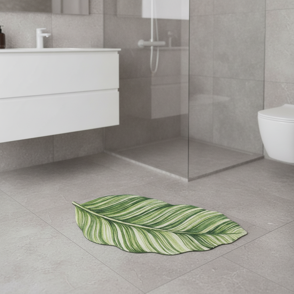 Shape Leaf Bathroom Rug - color variations