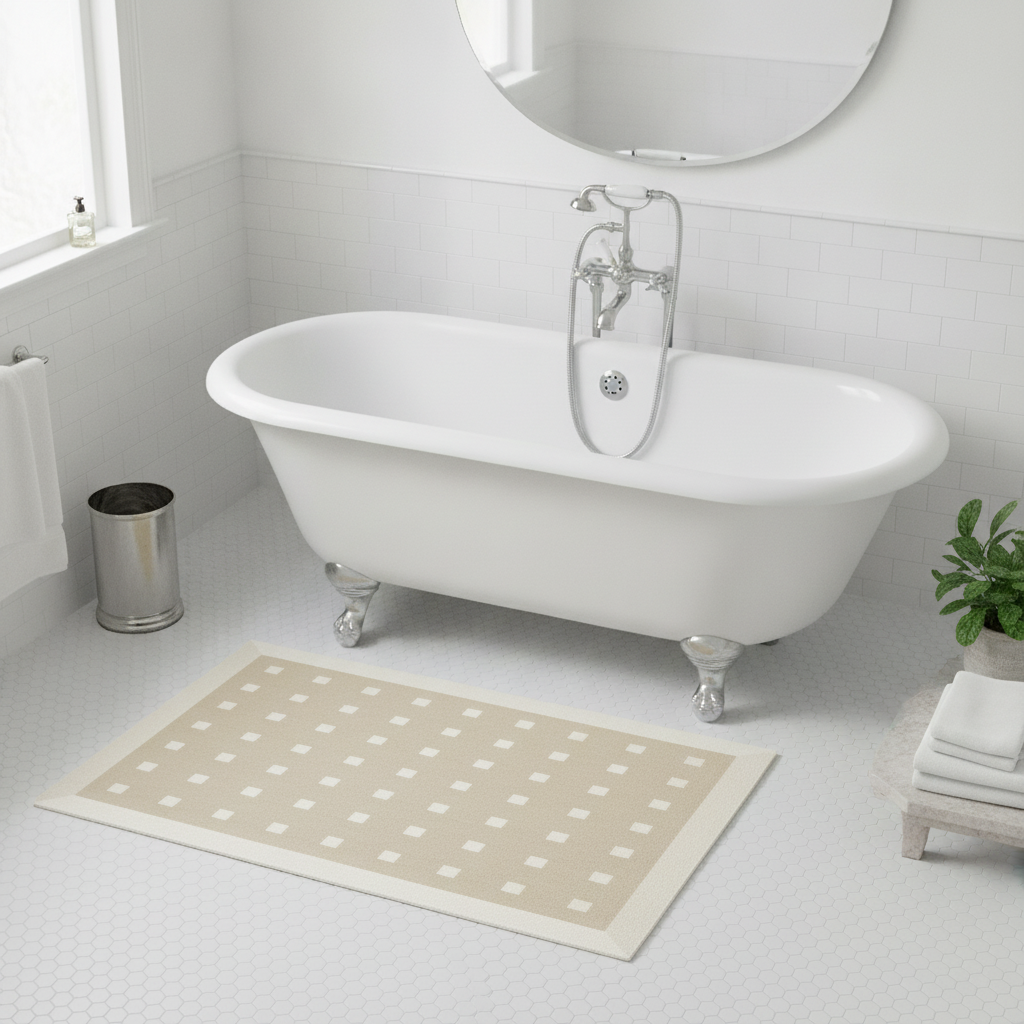 Diatomite Checkered Beige Bath Mat