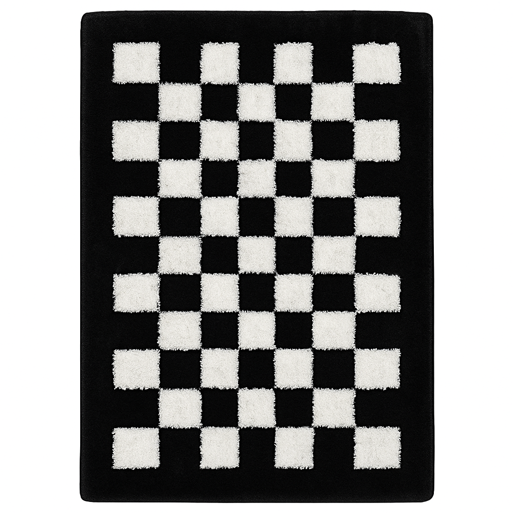 Damier Black White Bath Mat