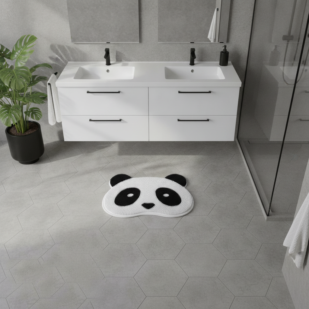 Panda Bath Mat - size comparison