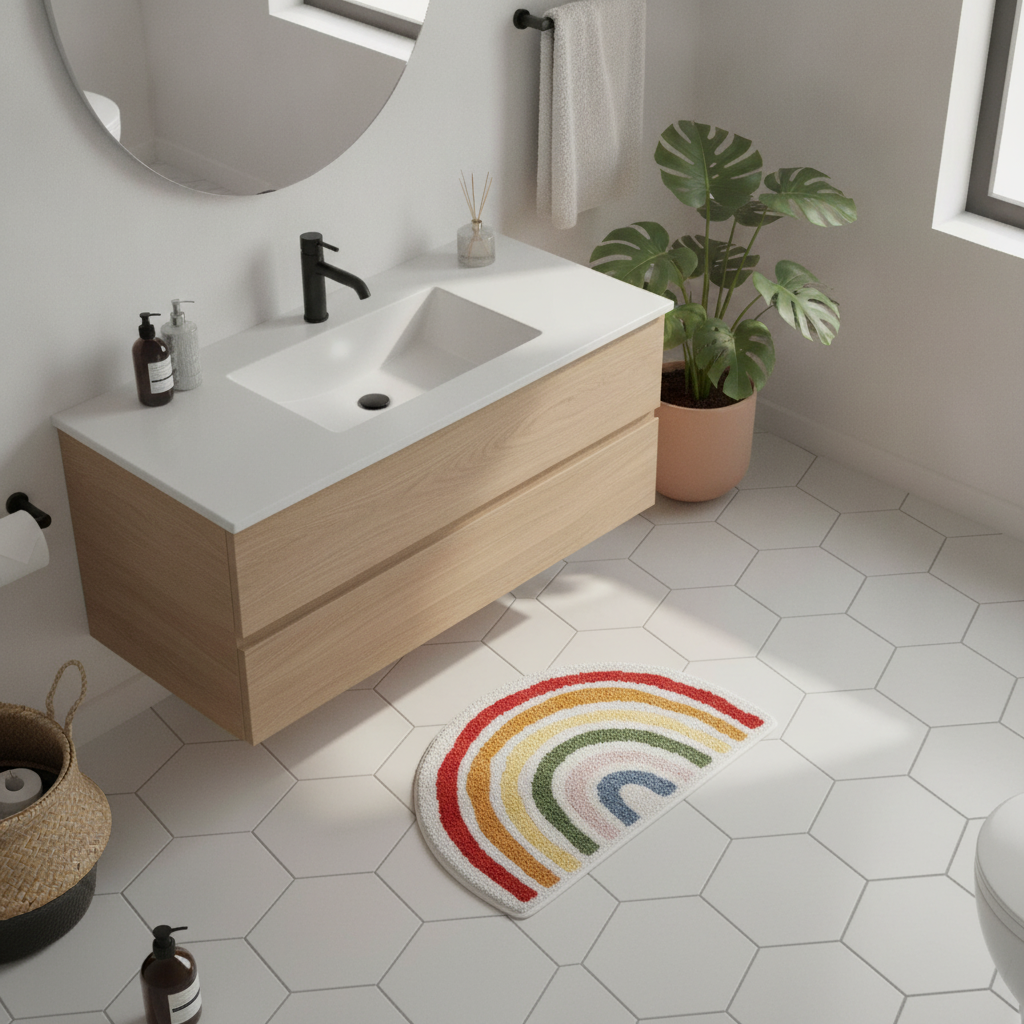 Half Circle Bathroom Rug