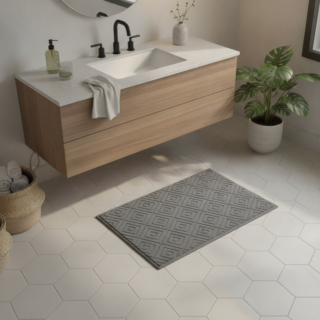 Absorbent Cotton Bathroom Rug