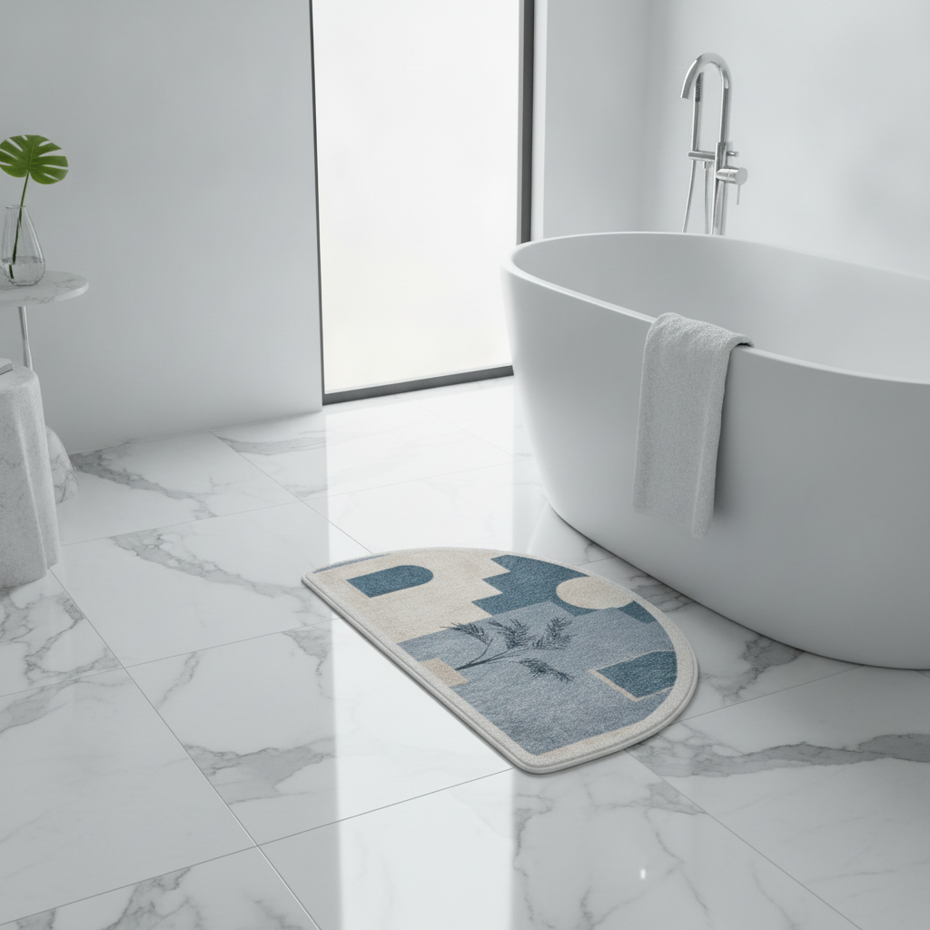 Half Moon Blue Bath Mat