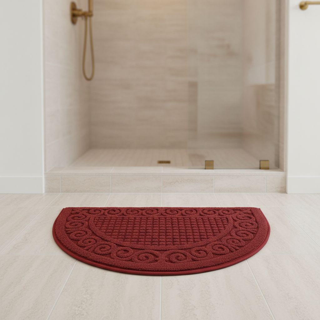 Half Moon Red Bath Mat