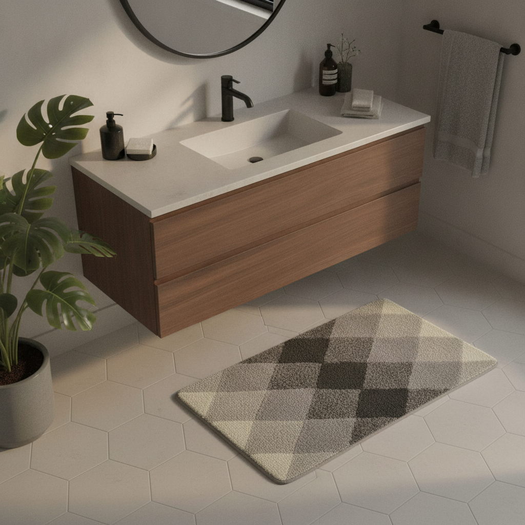 Pattern Checkered Bath Mat