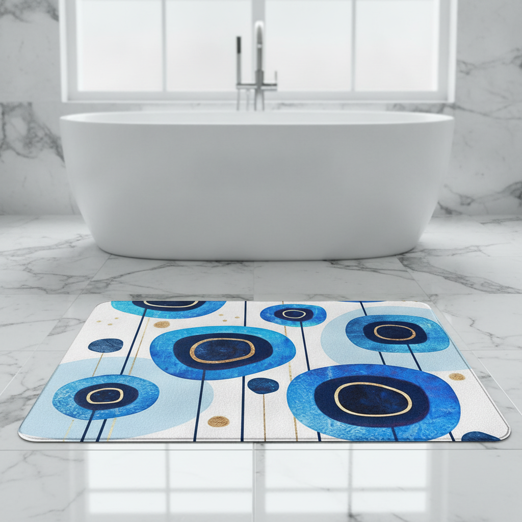 Pattern Blue Bath Mat