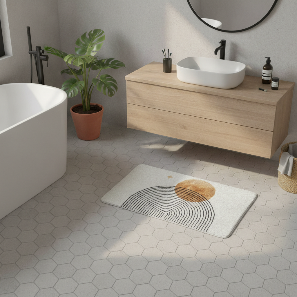 Large Brown Design Bath Mat