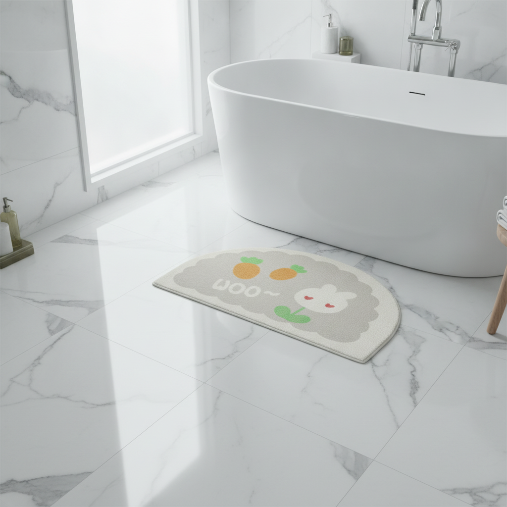 Rabbit Flower Bath Mat