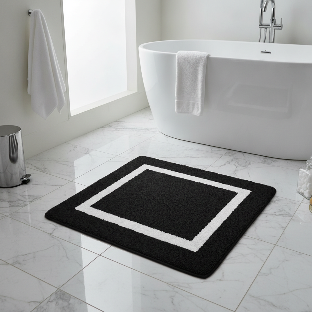 Design Black White Bath Mat