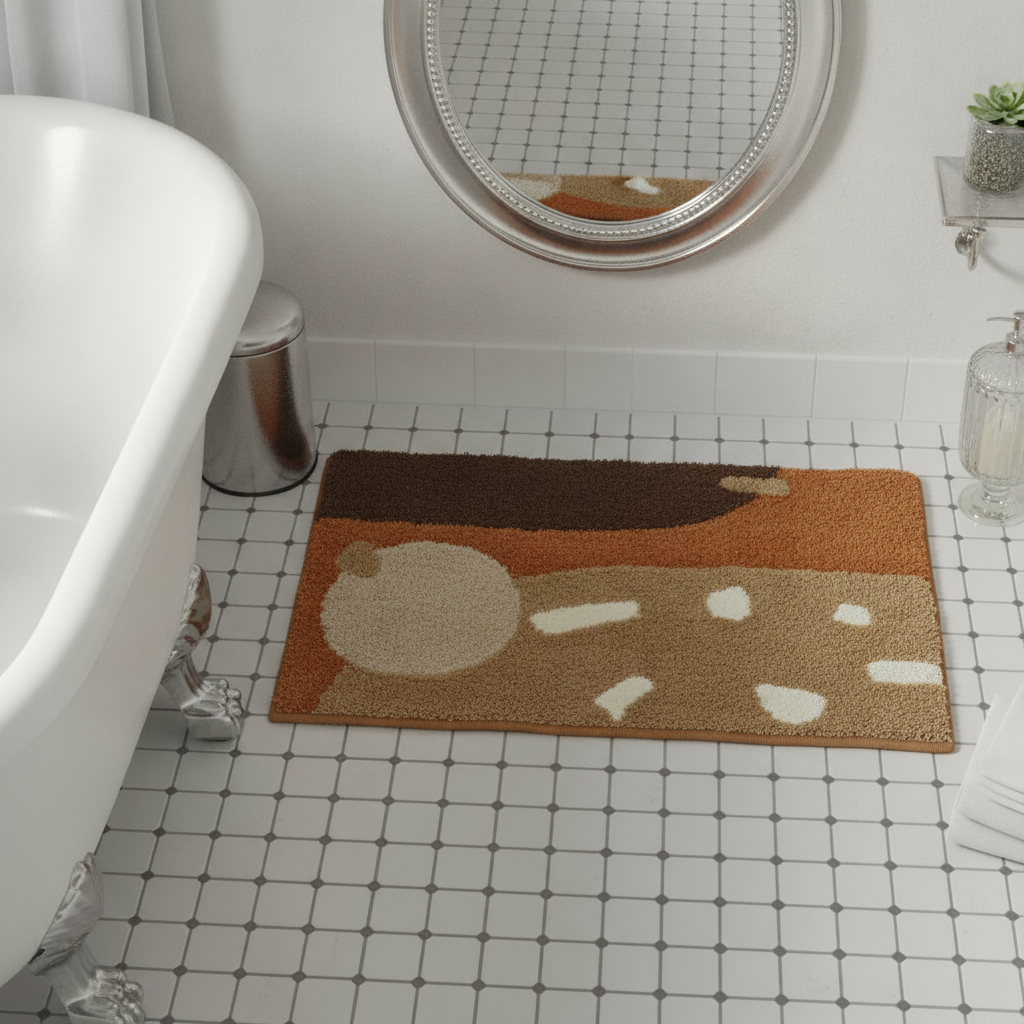 Thick Brown Beige Bath Mat