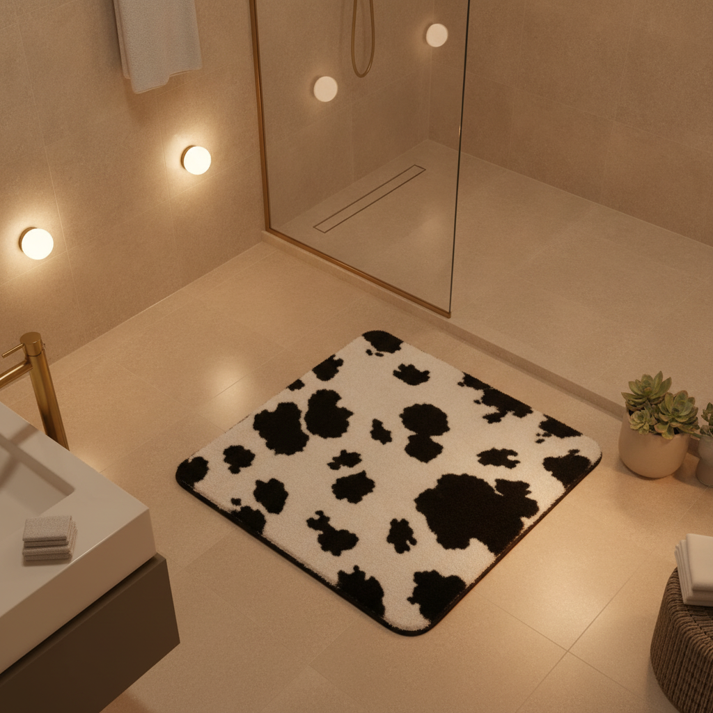 Cow Bath Mat - bathroom setting