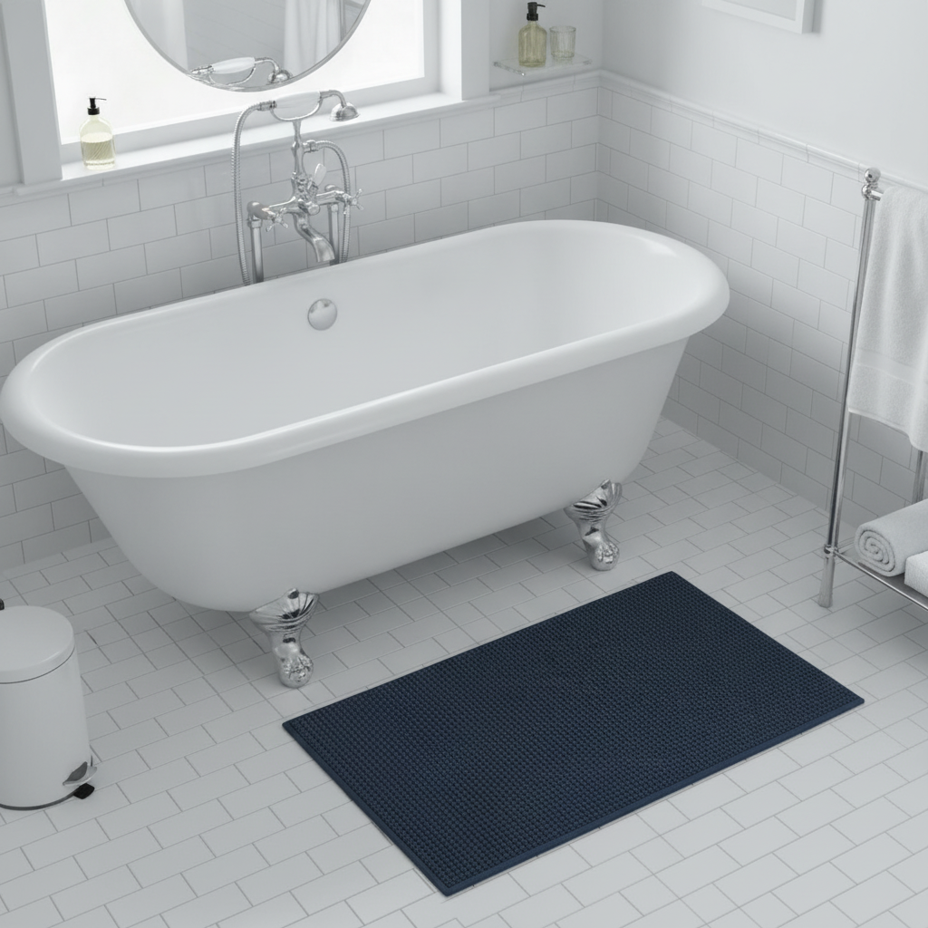 Blue Navy Bath Mat - care instructions