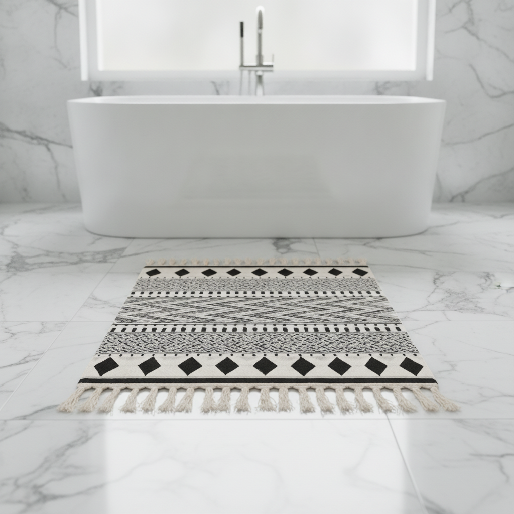 Black Patterned Bath Mat - color variations