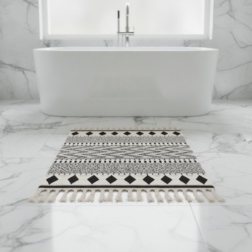 Black Patterned Bath Mat - color variations