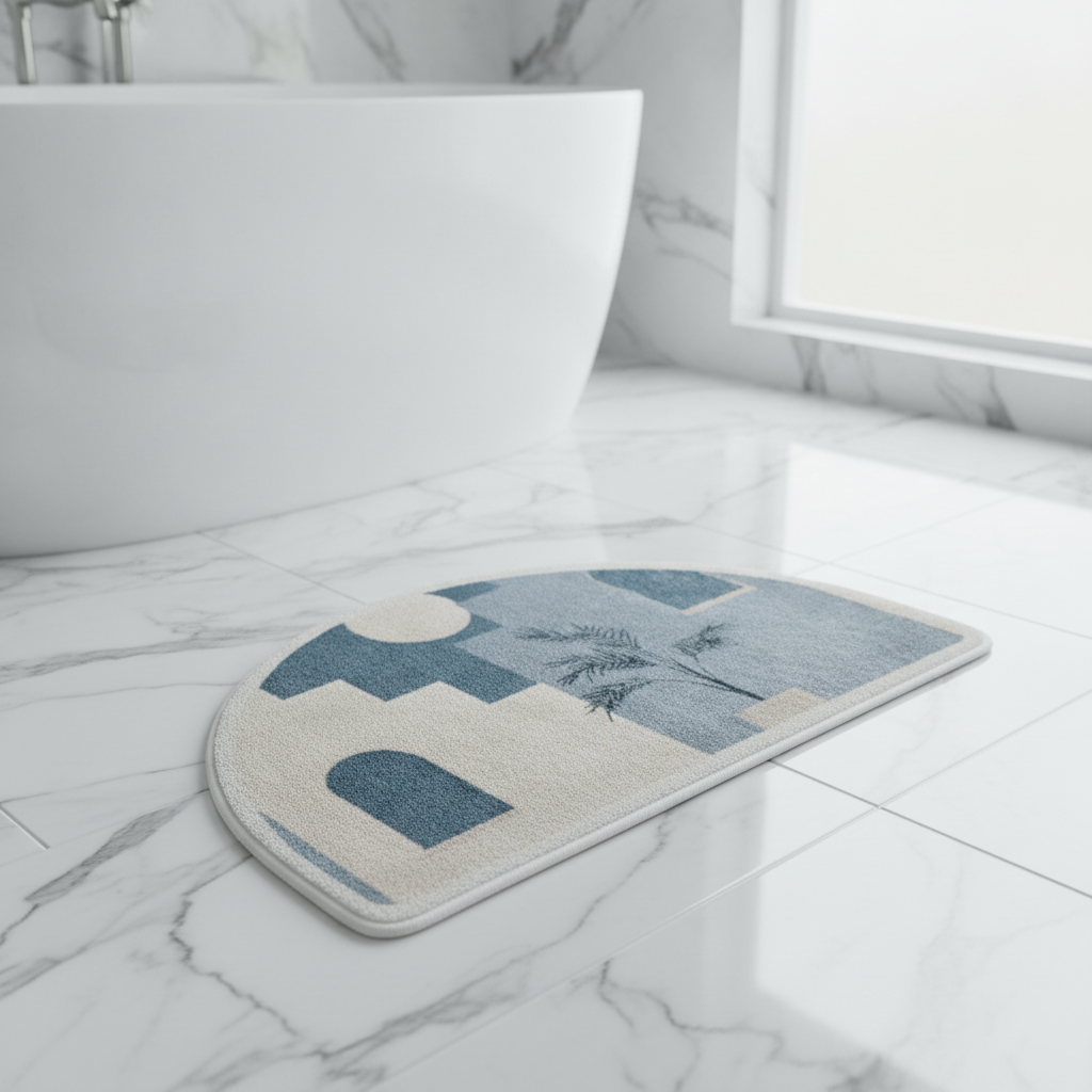 Half Moon Blue Bath Mat