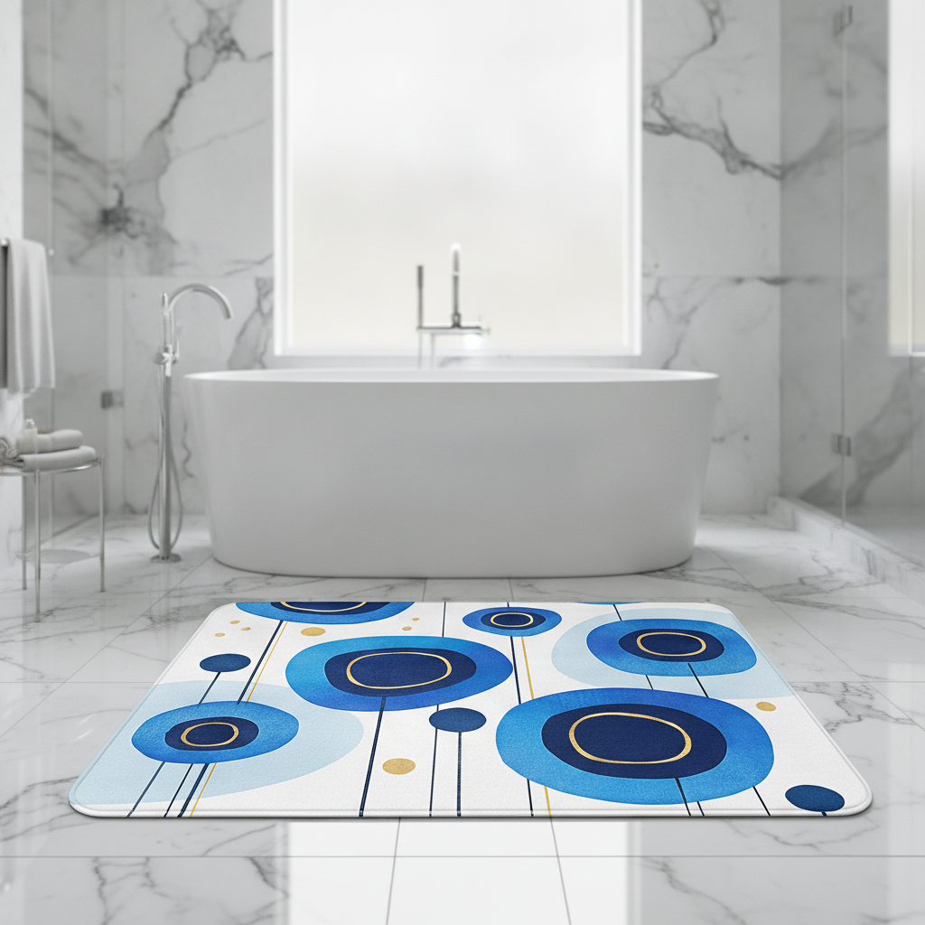 Pattern Blue Bath Mat - color variations