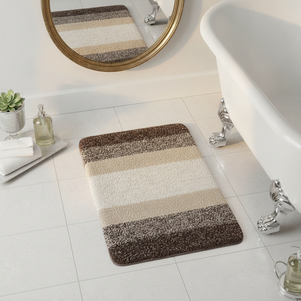 Beige Brown Bath Mat